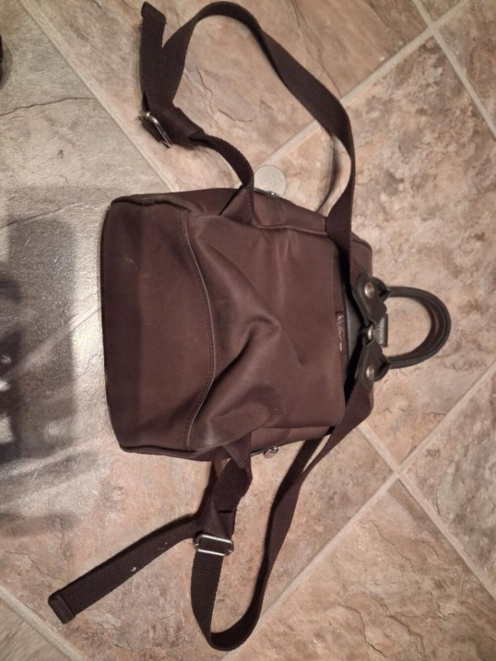 KIPLING Vintage 90’s/00’s Oxygen Brown Nylon Small Backpack - Picture 3 of 4